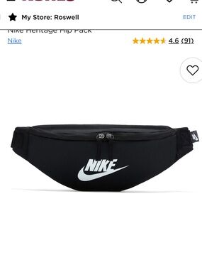 Nike Black Waist Pack with White Swoosh